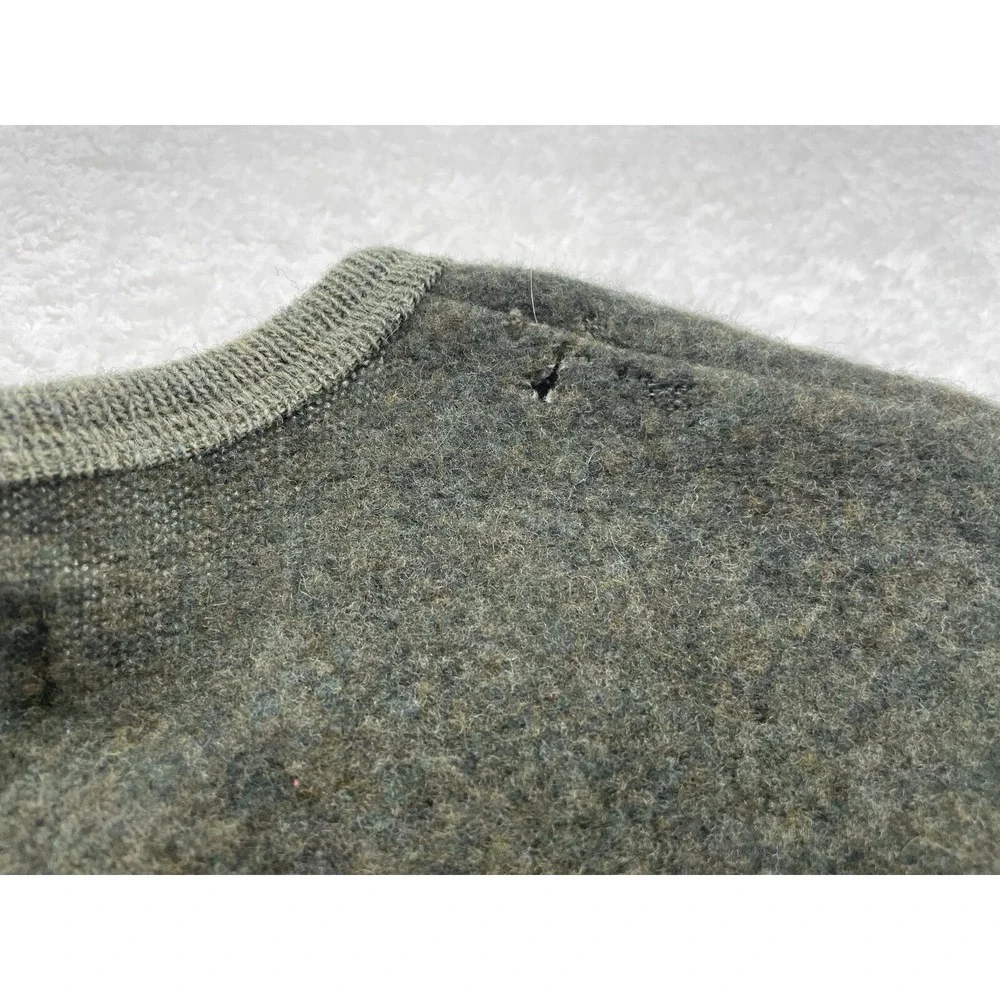 Utility Mens XL Lambswool V-Neck Sweater Vest Heather Olive Green RN 17730